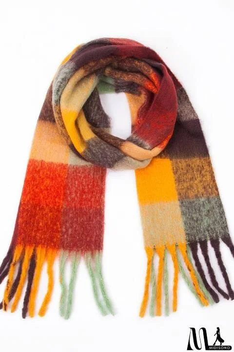 MidiSono - Fringe Detail Polyester Scarf