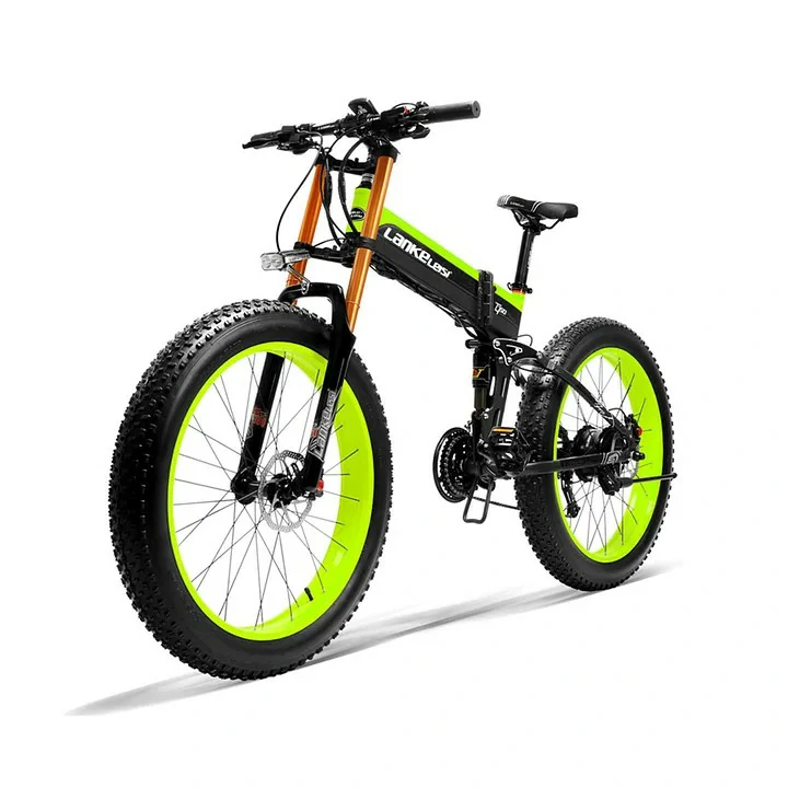 LANKELEISI T750 Plus Big front fork Electric Bike 26*4.0 Inch Fat Tire 1000W Motor 40Km/h Max Speed 48V 17.5Ah Battery 100KM Range Shimano 27-Speed 180KG Max Load