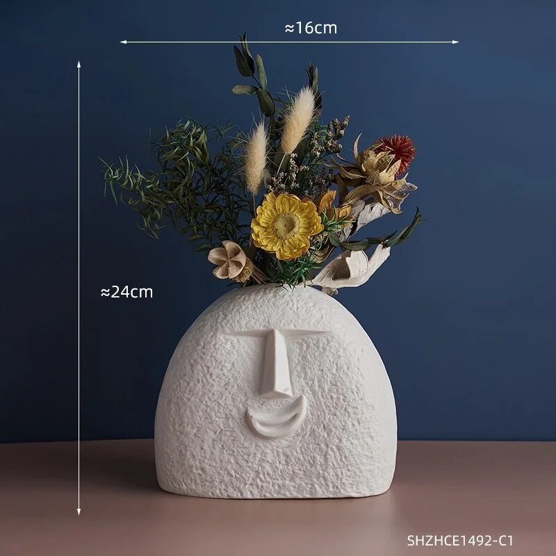 Nordic Home Decoration Funny Face Ceramic Vase Furnishing Decorative Vases Ceramic Living Room Decor Modern Home Decor Gifts