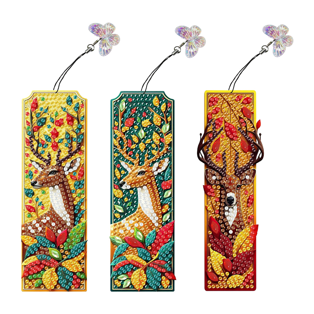 3 Pcs Elk Diamond Painting Bookmarks Diamond Art Bookmarks for Book Lovers