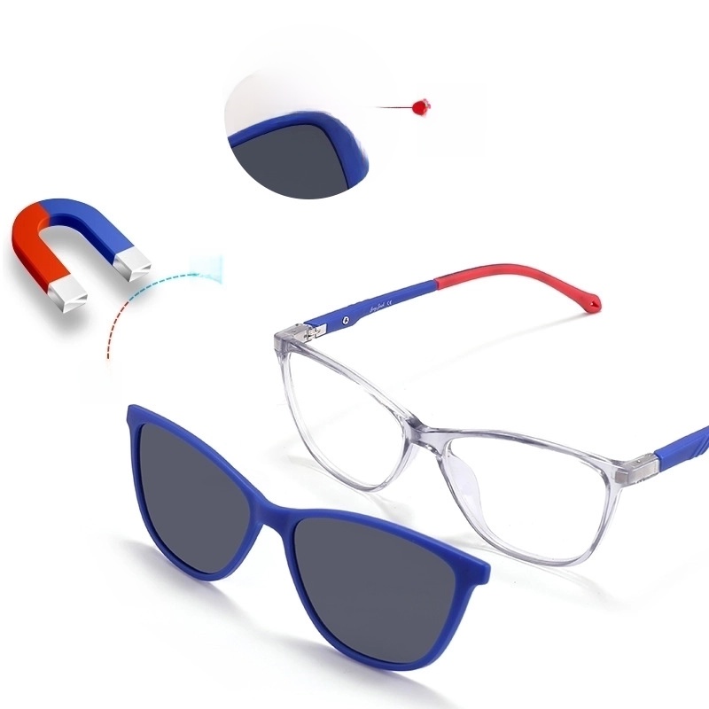 Children’s Simple Casual Oval Frame Contrast Color Magnetic Clip Polarized Anti-ultraviolet Dual-use Glasses