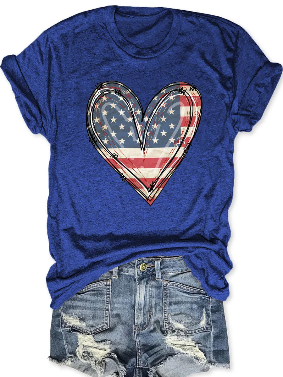 America Flag Heart T-shirt