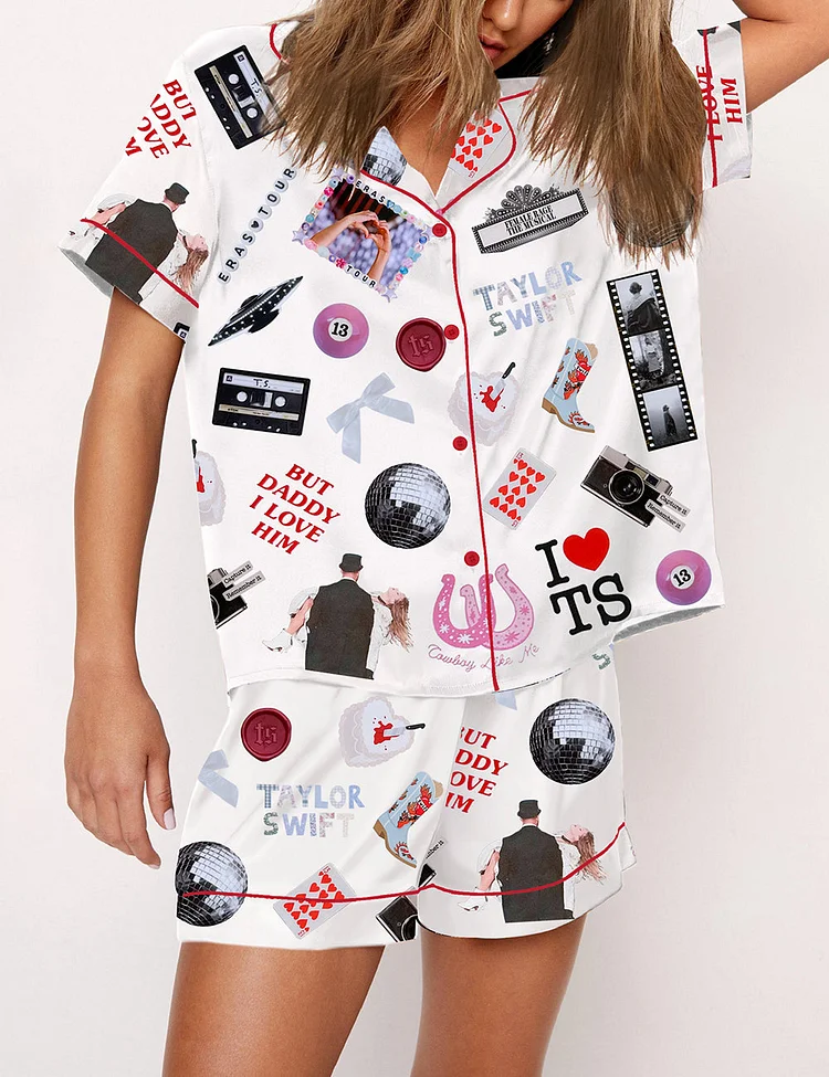 Women's TS Era Inspired Print Pajama Set