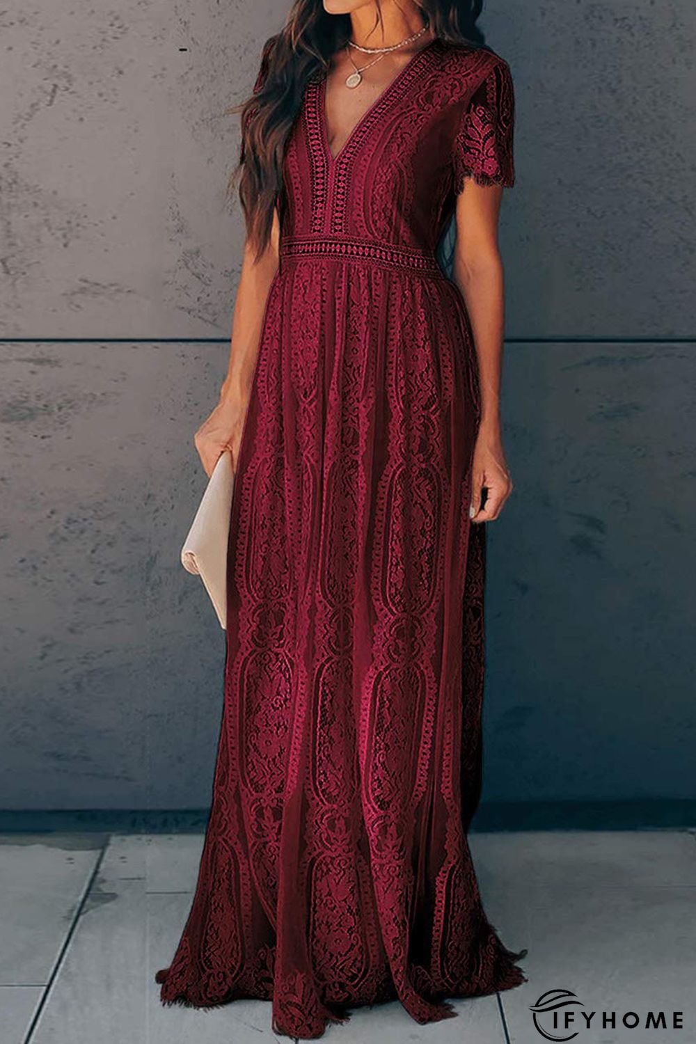 Red Blue Fill Your Heart Lace Maxi Dress | IFYHOME