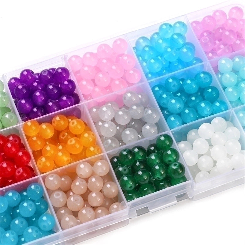 3 Pieces 1 Set Diameter 6 Mm Diameter 8mm Hole 1~1.9mm Glass Solid Color Beads