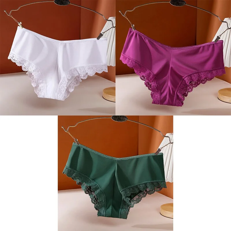 Billionm Sexy Women's Panties Low-Rise Hollow Out Cross Underwear Ice Silk Lace Female Comfort Seamless Lingerie