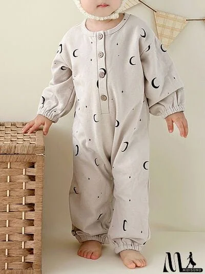 MidiSono - Printed Button Up Dropped Shoulder Jumpsuit