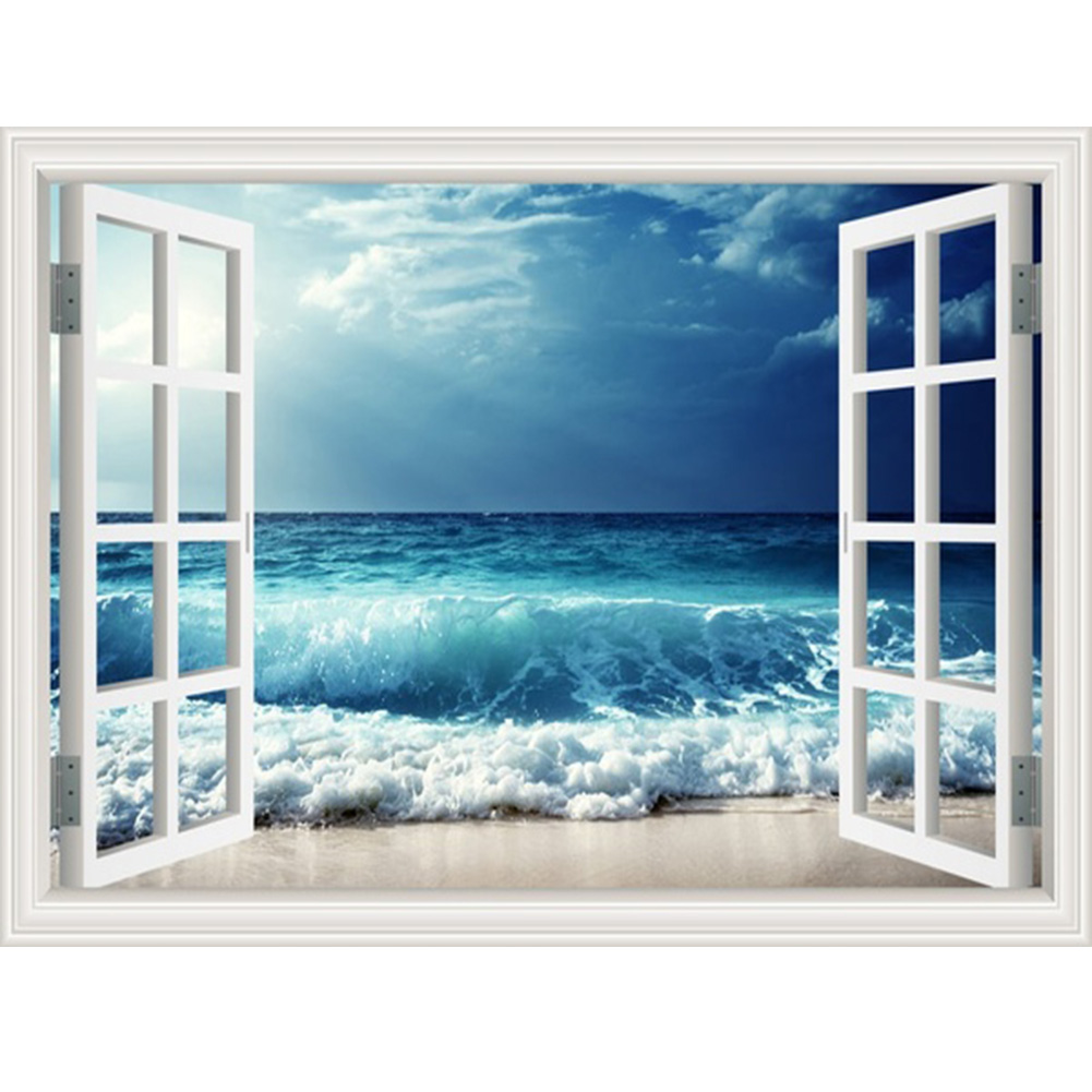 

(Multi-Size) Window Landscape - Round/Square Drill Diamond Painting 40*30cm/50*40cm, Round diamond 30*40cm, 501 Original