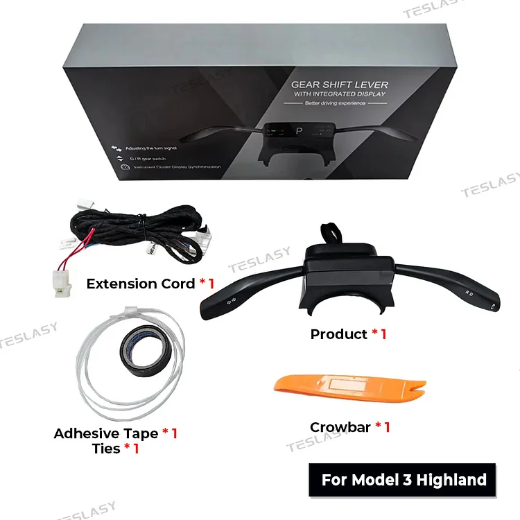 Teslasy T3 Gear Shift Control Stalks with 3.71" Heads Up Display Smart Upgrade Kit For Model Y Juniper/ Model 3 Highland