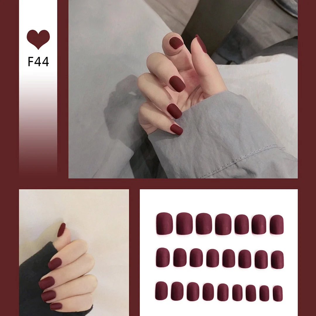 24pcs/box Full Cover fake Press on Nails Matte Yellow Pure Acrylic Frosted Ballerina acrylic for nails for Women free shipping-Nail Inspo