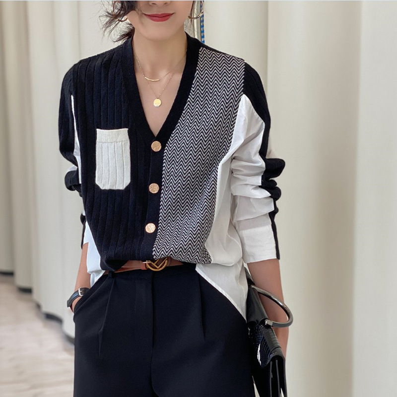 Irregular Shirt Stitching Elegant Cardigan