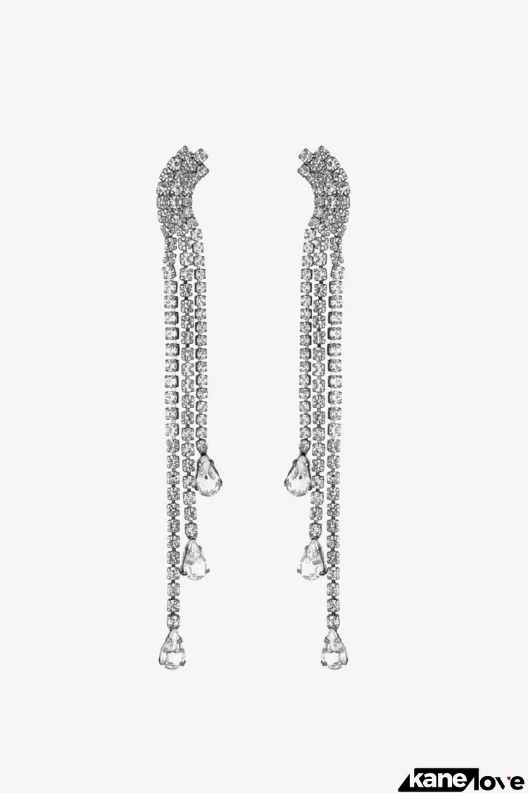 Glass Stone Fringe Dangle Earrings