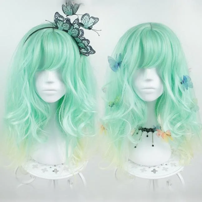 Pastel Fairy Green Yellow Gradient Wig SP166494