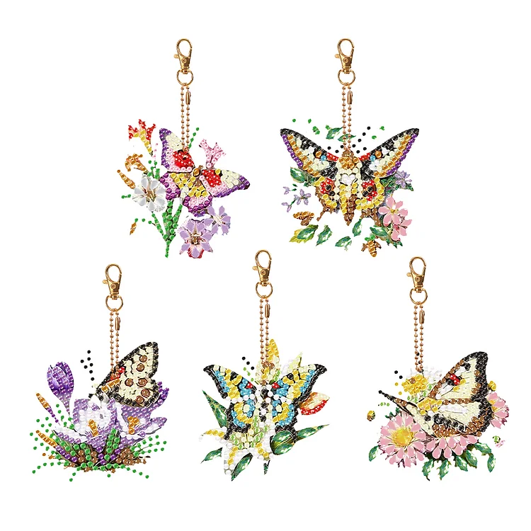 5/6Pcs Special Shape Double Sided Diamond Painting Keychain for Beginners Adults