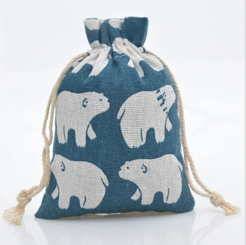 Printed Cotton Bag Cotton And Linen Drawstring Cloth Bag Mosquito Repellent Packaging Bag Jewelry Gift Storage Pastoral Style Small Bag