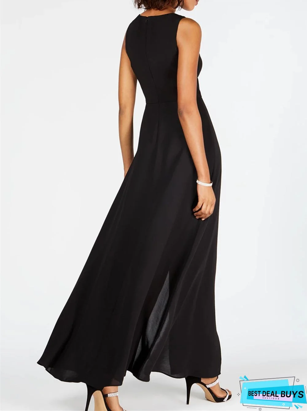 Sleeveless Body Shaping Black and White Contrast Dress Pants Suit