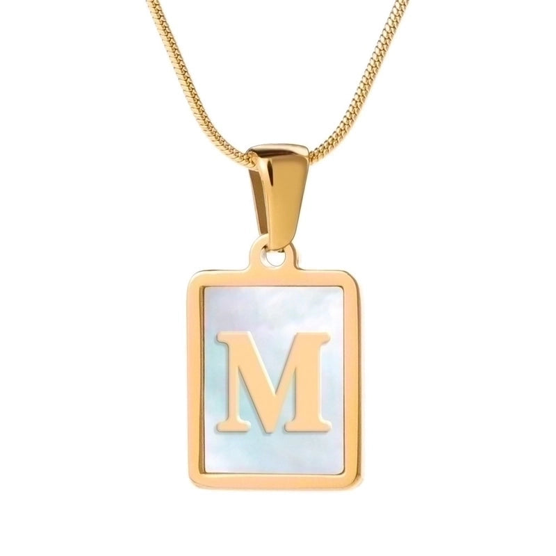 Stainless Steel 18K Gold Plated Casual Commute Plating Inlay Letter Shell Pendant Necklace