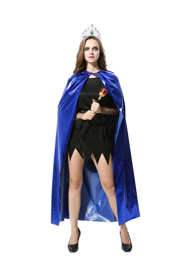Halloween Cosplay Royal Queen Cloak Adult Woman Costume Blue-elleschic