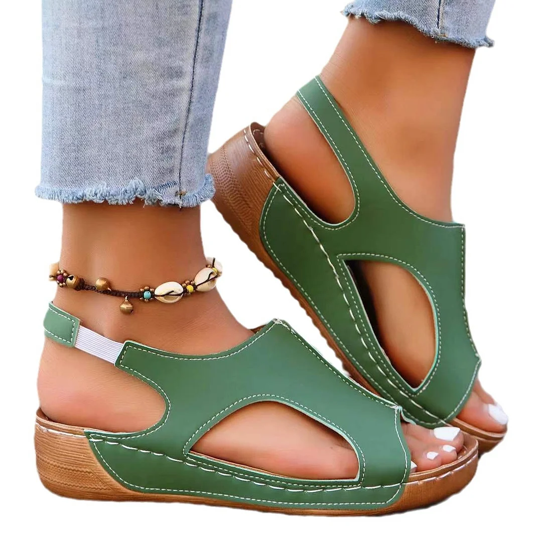 Breakj Breakj New Summer Women's Sandals Large-Size Leisure Slope And Thick-Soled Loose Tight With Fish Mouth Sandals Women