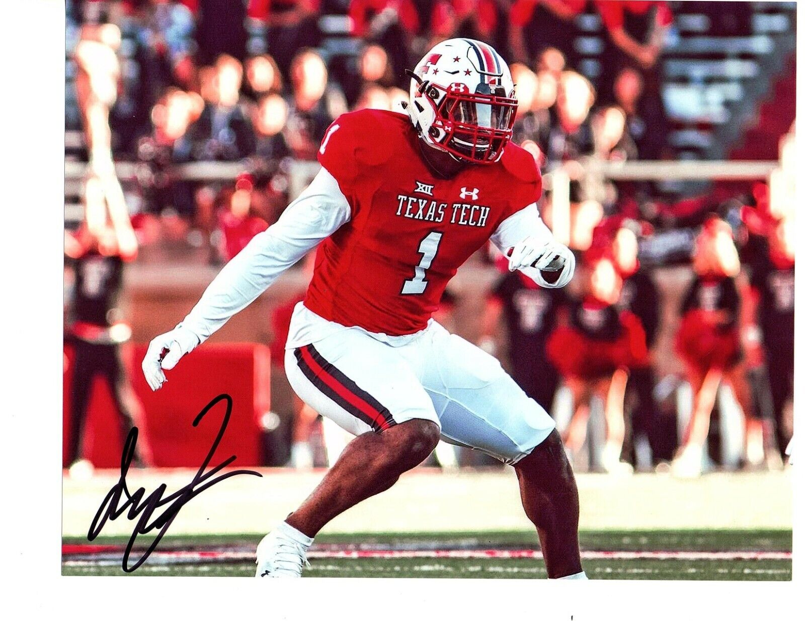 Jordan Brooks Texas Tech Red Raiders signed autographed 8x10 football Photo Poster painting c