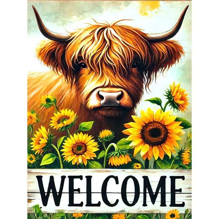 Sunflower Highland Yak - Full Round - Diamond Painting(30*40cm)