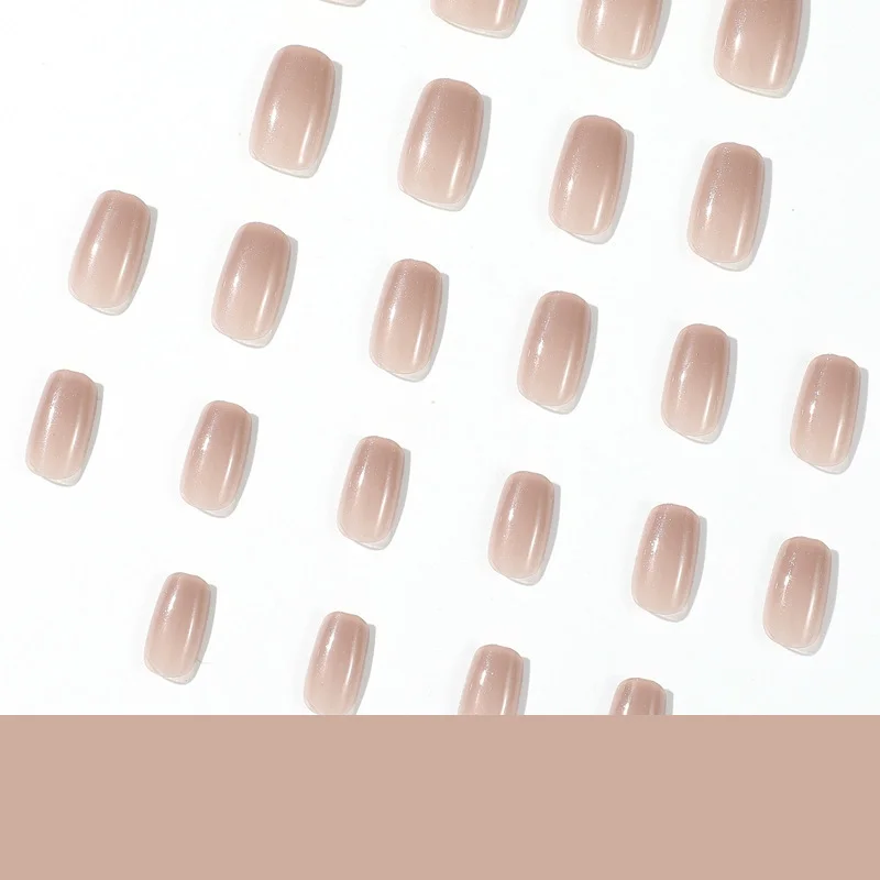 Churchf Armor Piece Naked Pink Ultra-Flash Powder Medium Long Simple Pure Style Nail Patch Finished Product Sales Nail