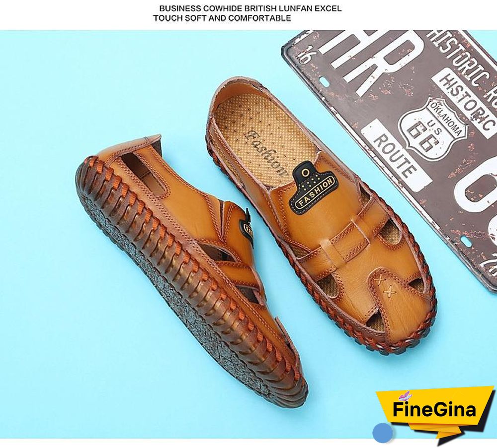 Leather Men Sandals Outdoor Flip Flop Casual Shoes Men Shoes