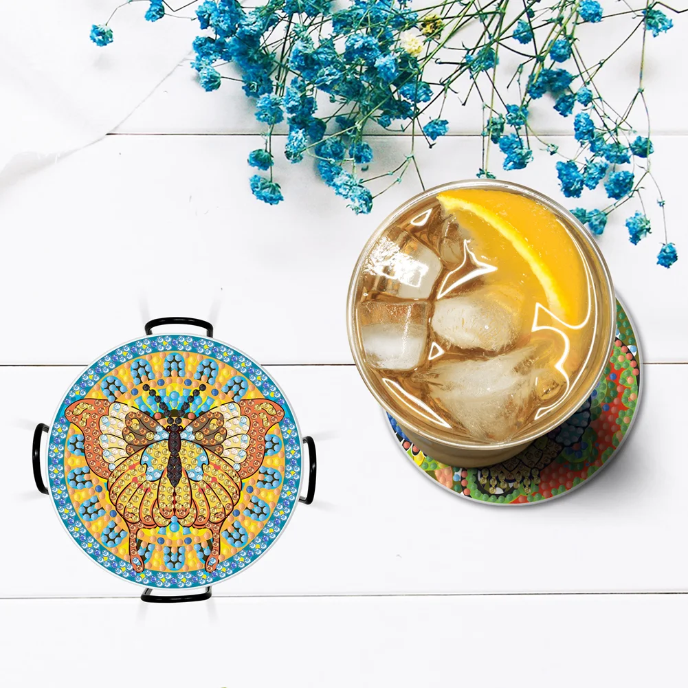 DIY Acrylic Diamond Coaster Set Animals Style (8 Piece Set 1 Rack)