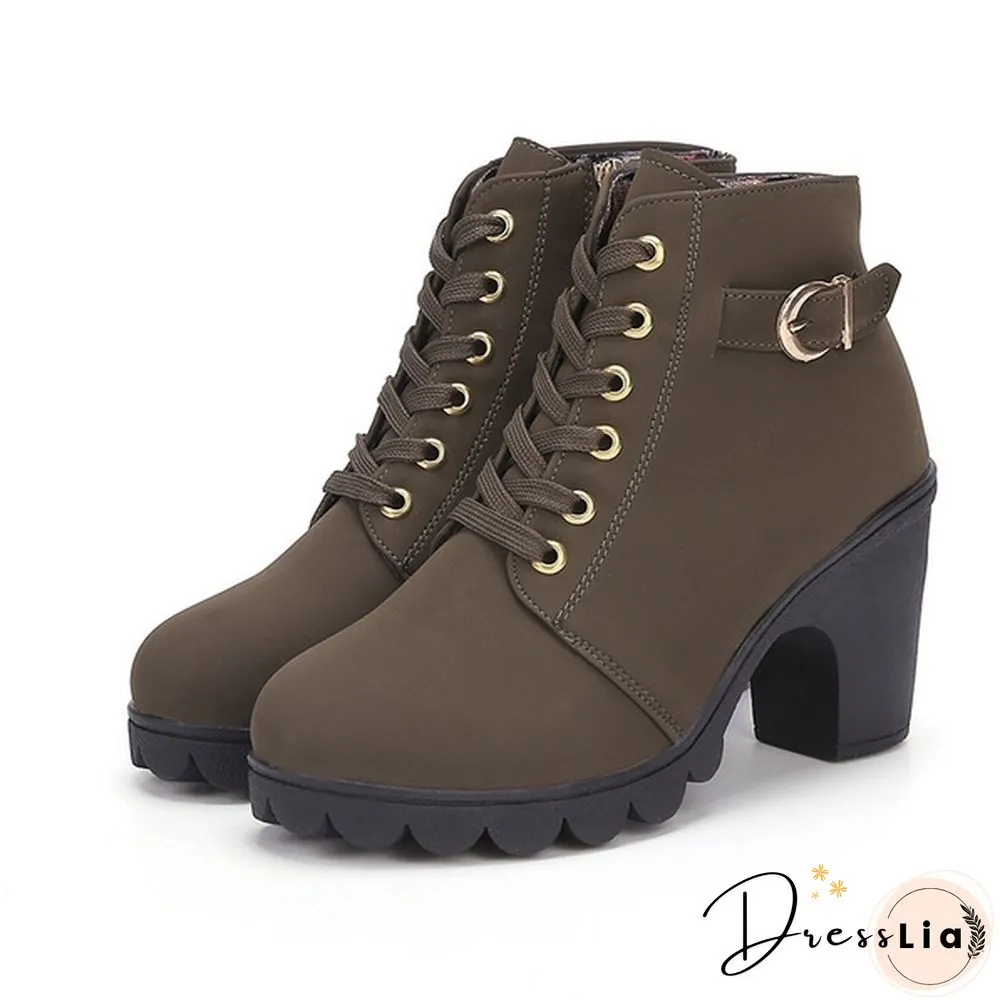 LSKJ Women Heel Short Boots Ankle Warm Short Boots Female Boots
