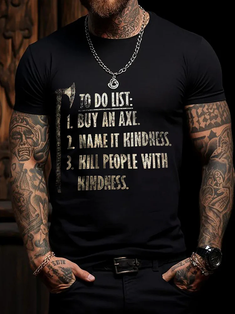 Herren-Wikinger-To-Do-Liste Kurzarm-T-Shirt