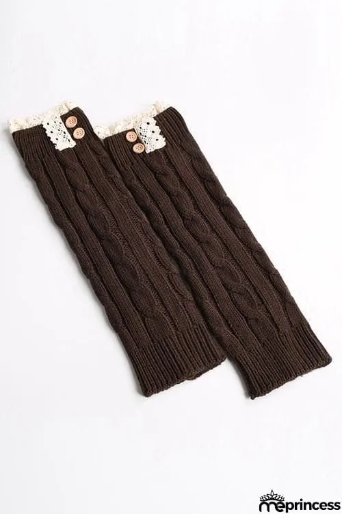 Lace Rim Braided Leg Warmers Lace Rim