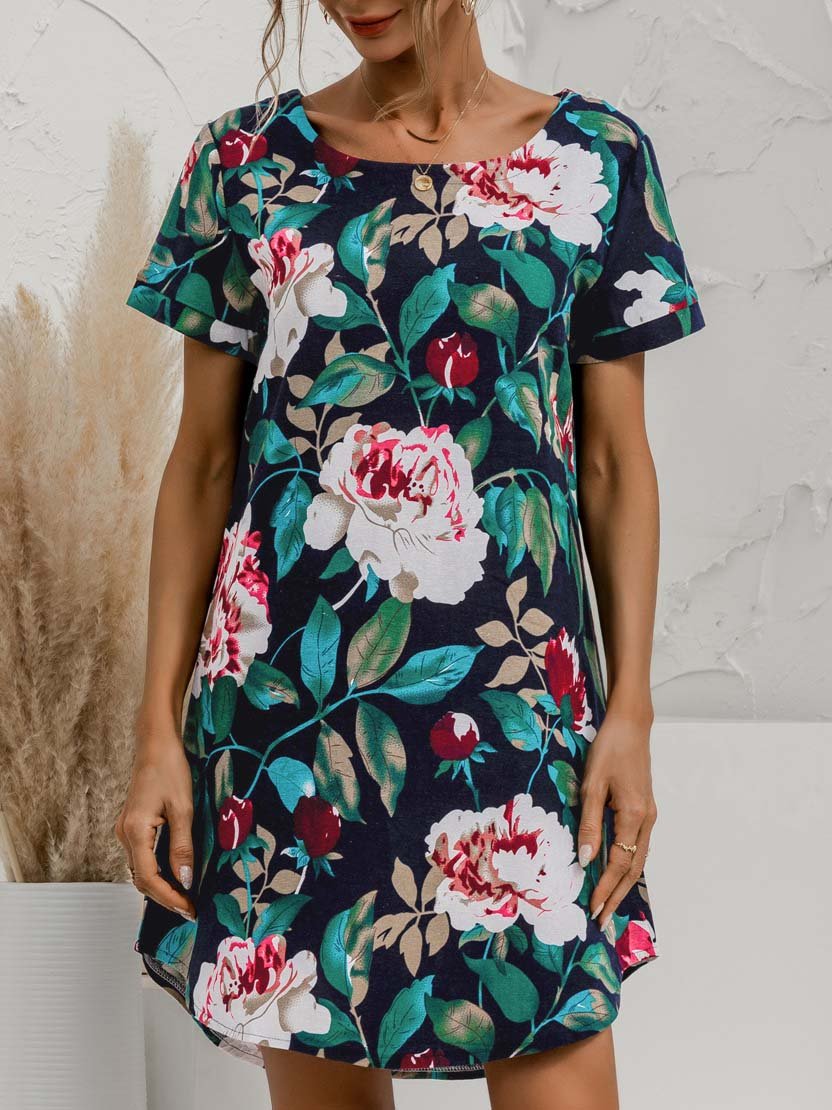 Women's Scoop Neck Short Sleeve Mini Dress