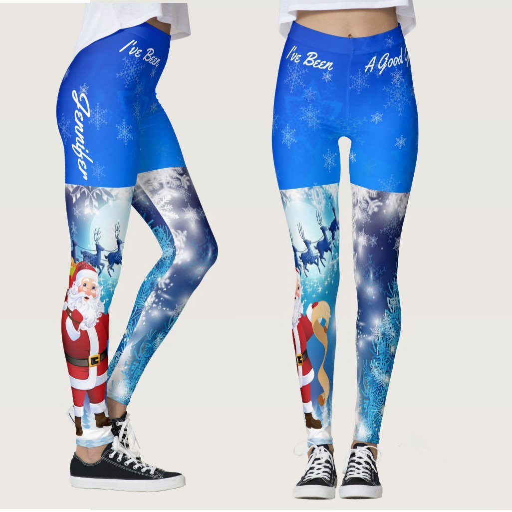  thdmladies Christmas snowman print yoga pants thedmladies