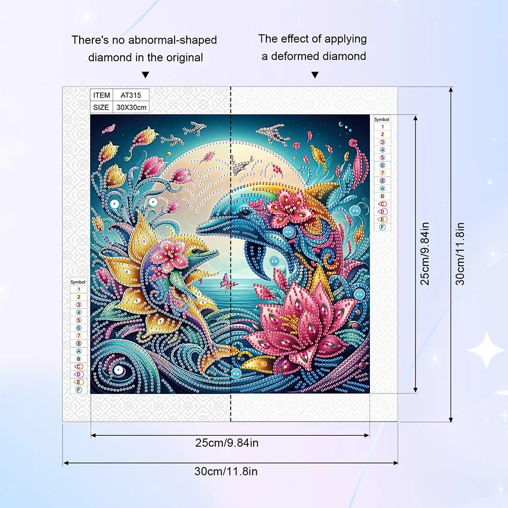 Diamond Painting - Partial Special Shaped Drill - Dolphin(Canvas|30*30cm)