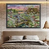 (US Only)Full Embroidery Eco-cotton Thread 14CT Print Lakeside Cabin Cross Stitch 64x50cm