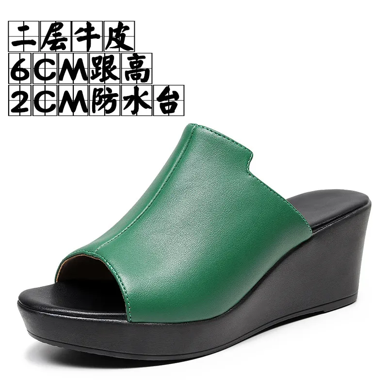 Breakj Breakj Comfortable Outside Slope And Slippers Women's Summer Fashion High-Heeling Waterproof Table Thick Bottom Pine Cake Cool Drag And Word Drag