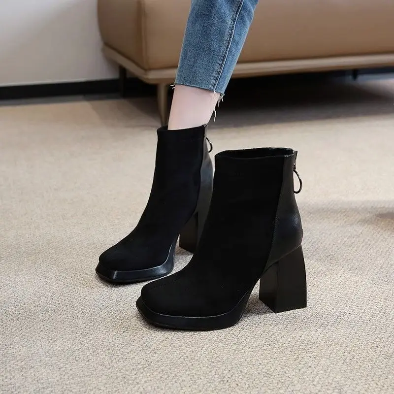 Martin Women's 2025 New Fashionable Waterproof Tall Shoes Thick Sole Zipper Backward Strap Short Boots For Women Boots