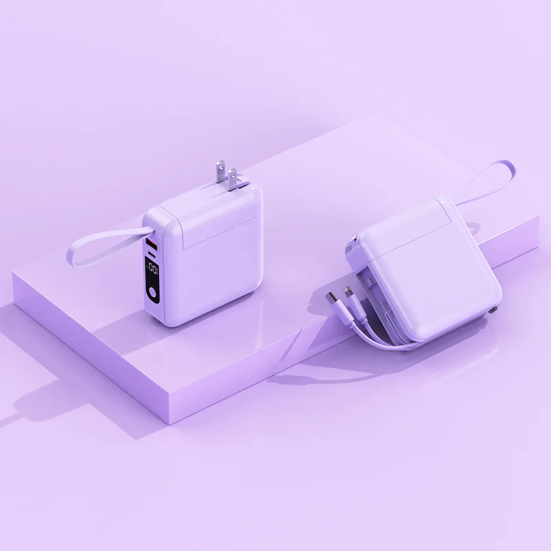 This 3-in-1 fast travel charger combines a 35W wall charger and a 27W power bank, and includes a built-in 3.3-foot USB-C cable and a foldable plug.