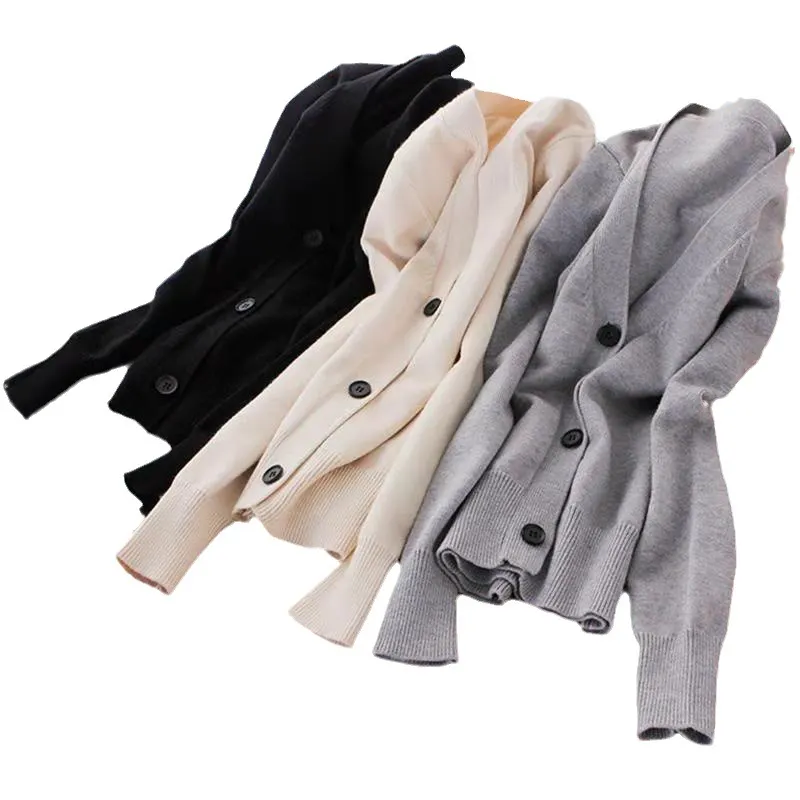 Uveng Uveng Net Red Knitting Cardigan Coat Large Size Korean Version Loose Thin Autumn All-Match Temperament V Collar Lazy Wind