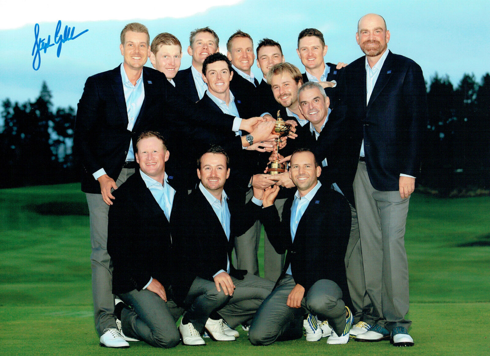 Stephen GALLACHER Ryder Cup Team Photo Poster painting Signed Autograph 16x12 GOLF AFTAL COA