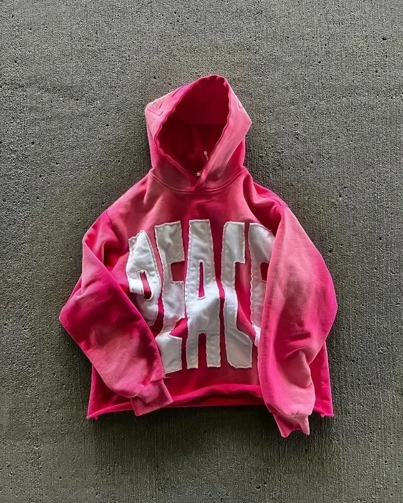 Aonga Y2K hip-hop letter embroidery patch high quality zipper cardigan long-sleeved hoodie men winter warm all-match casual sweatshirt aonga