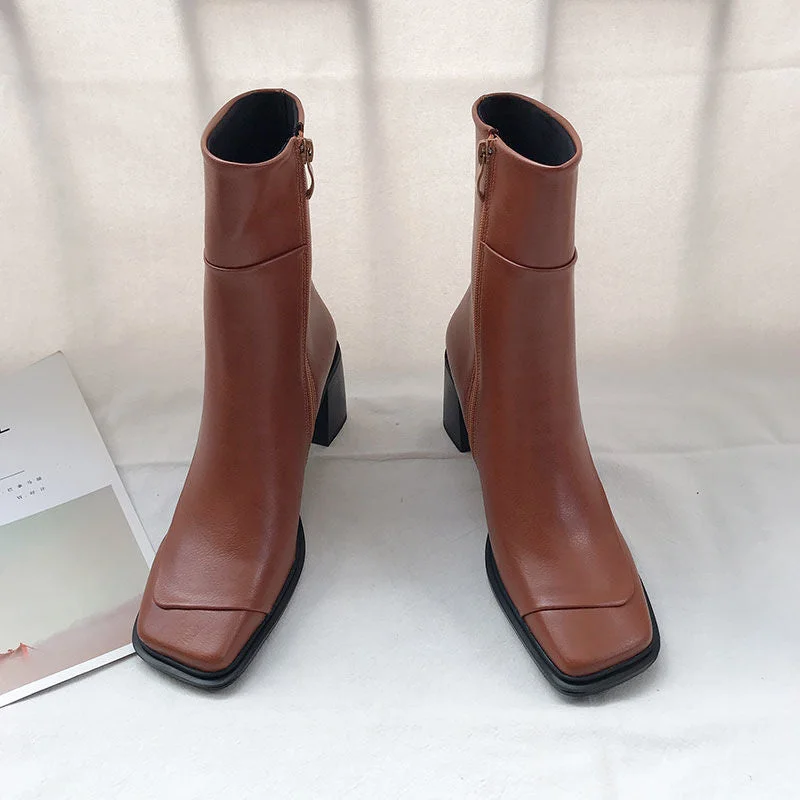 Party Short Boots Retro Black Booties Woman Winter Autumn Western Boots Women 2021 Fashion Ankle Cowboy Boots White Shoes Woman