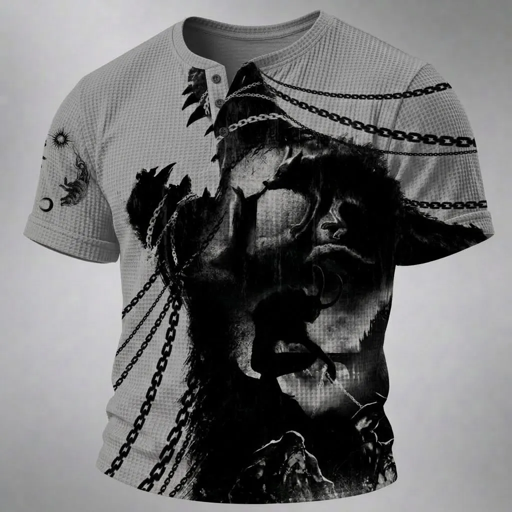 Norse Mythology Viking-Print Men's Casual Top