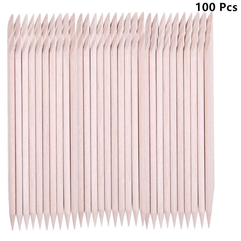 100pcs/set 50pcs/set Women Lady Double End Nail Art Wood Stick Cuticle Pusher Remover Pedicure Professional Nail Art Tool Set-Nail Inspo