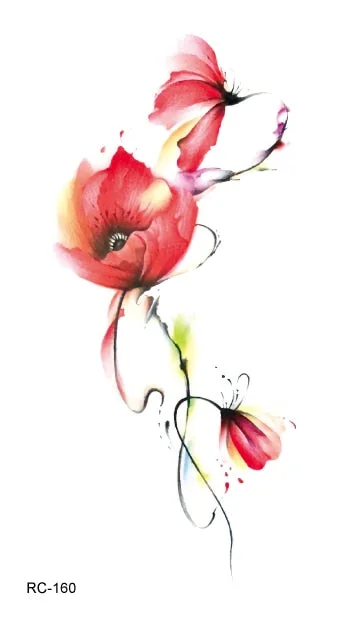 52 Kinds Watercolor Flora Lavender Waterproof Fake Tattoos Temporary Women Arm Chest Ankle Stickers Floral Body Art Tatto Flower