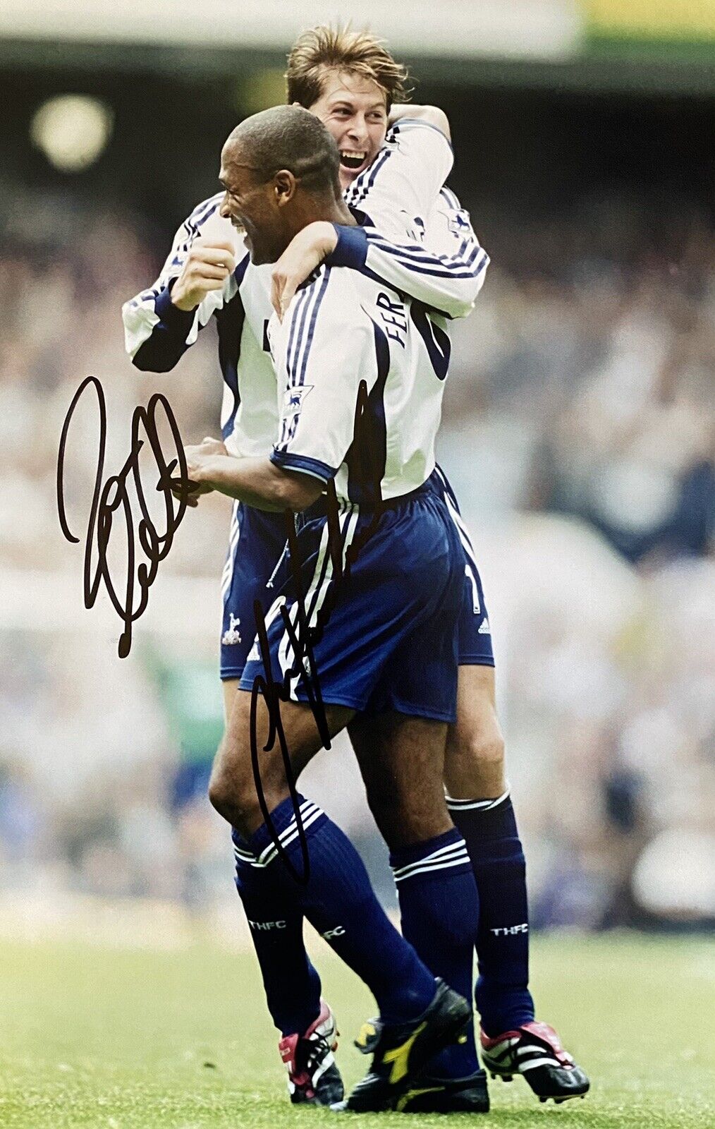 Les Ferdinand & Darren Anderton Genuine Hand Signed Tottenham Hotspur 12x8 Photo Poster painting