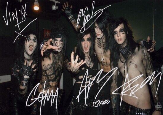 BLACK VEIL BRIDES - BAND FULLY SIGNED - AUTOGRAPHED Photo Poster painting POSTER -  POSTAGE