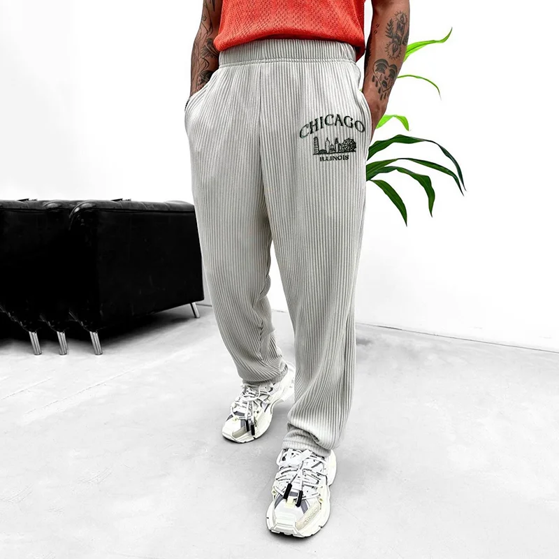 Letter Printing Design Casual Pants、、URBENIE