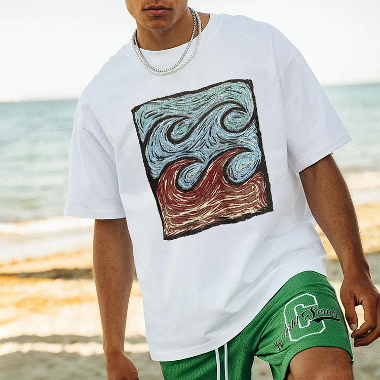 Abstract Wave Art Surf  Printed Men's T-shirt