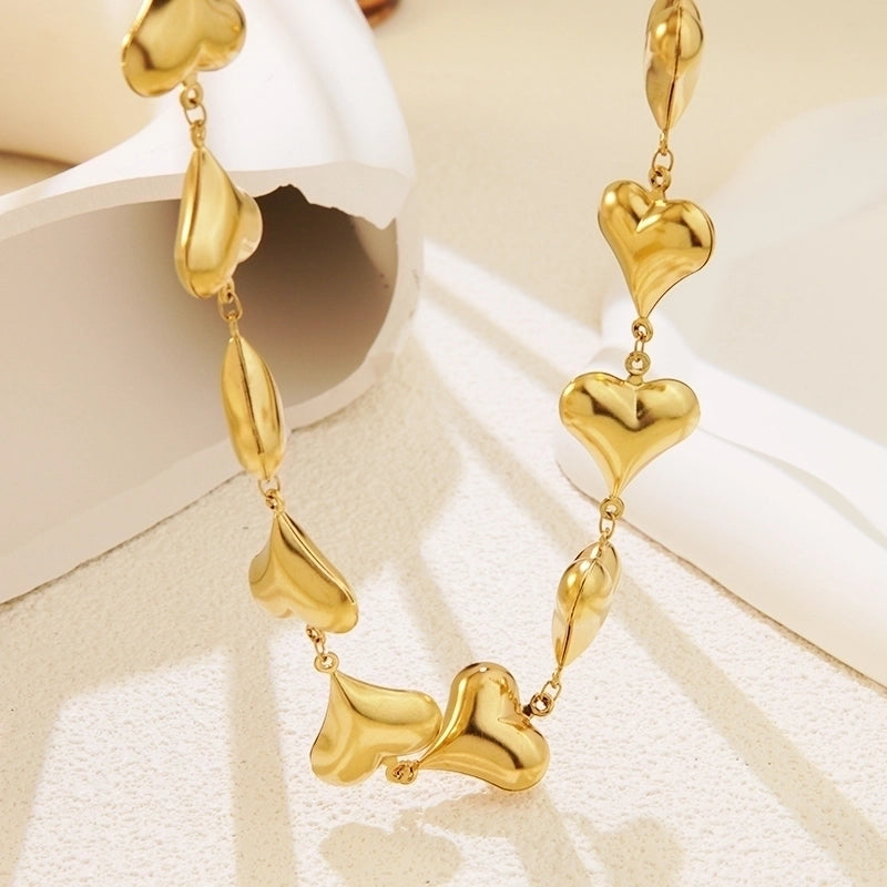 Elegant Heart Shape 304 Stainless Steel 18K Gold Plated Necklace